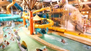 Aerial view of one side of water park