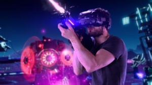 man playing virtual reality game: Hologate