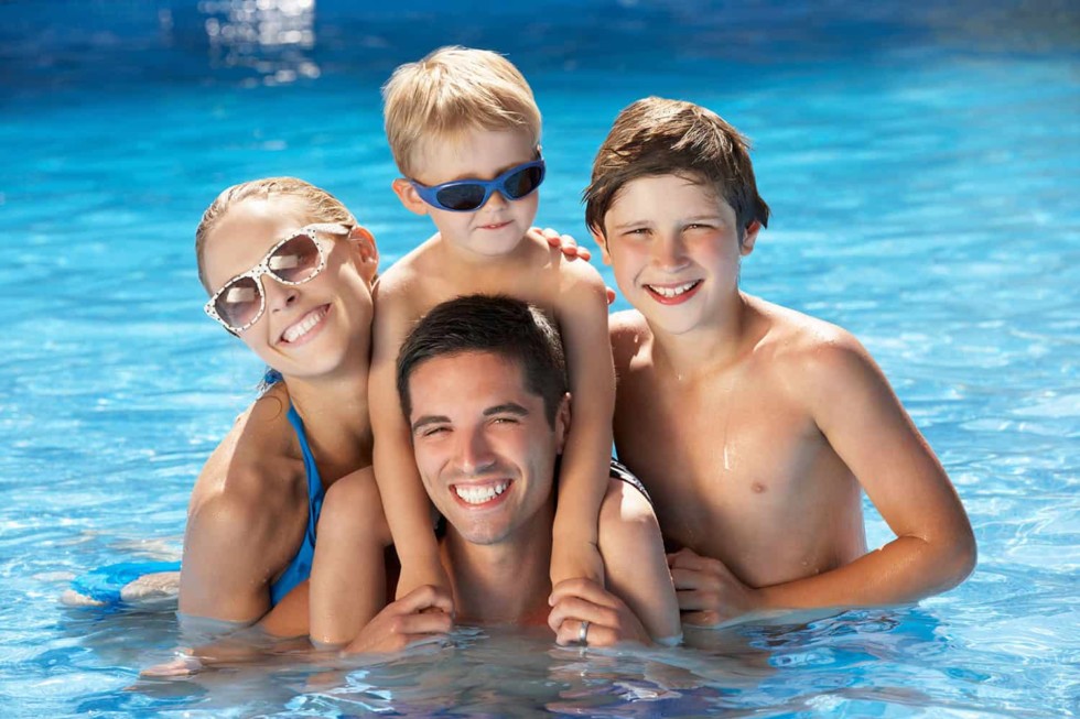 Family in a pool