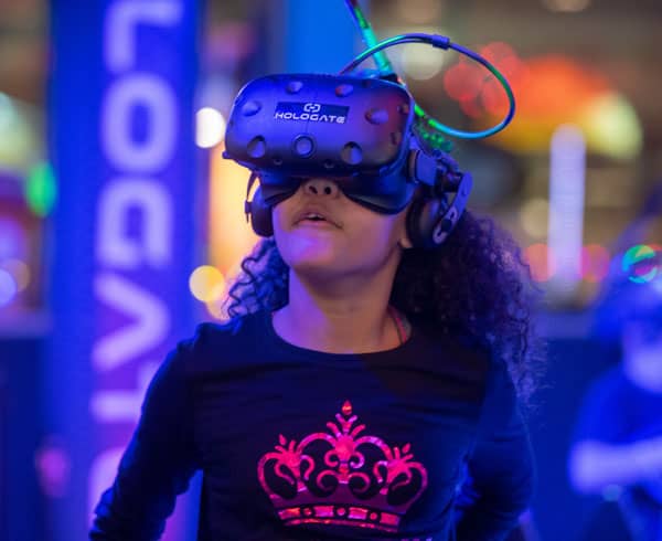 Girl wearing Hologate VR headset