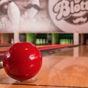Bowling Ball on lane at hooch & Blotto's
