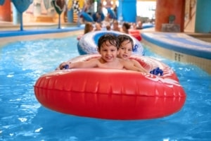 Kids floating in lazy river